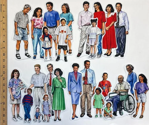 Vista 2 de Story Time Felts Juego de 4 familias 27 figuras de fieltro multiculturales diversas para tablero de franela - precortadas