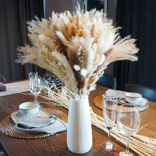 Vista 10 de Total de 3 hojas de palma secas, decoración de hierba seca de las pampas, lanzas de palma secas de 17 pulgadas para arreglos florales, decoración