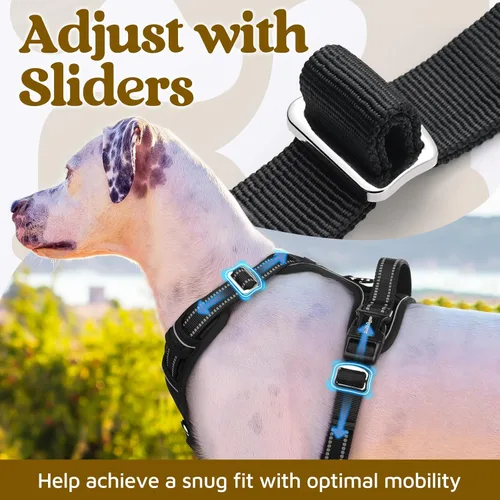 Vista 5 de rabbitgoo Arnés para perro de tamaño pequeño, chaleco para perro sin tirones con 3 hebillas, arnés ajustable y acolchado suave para mascotas con asa