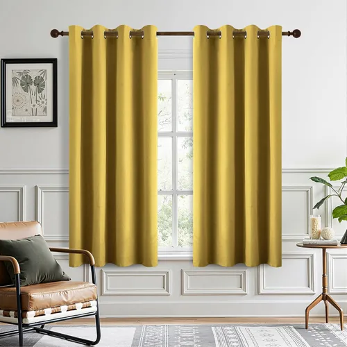 Vista 36 de DONREN Cortinas opacas completas para dormitorio, aislamiento térmico y reducción de ruido, cortinas de lino con ojales para sala de estar y Negro