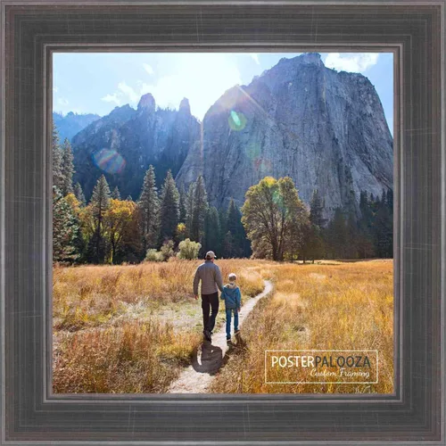 Vista 3 de Poster Palooza 5x5 Inch Contemporary Pewter Complete Wood Square Picture Frame with UV Acrylic Plexiglass, Foam Board Backing & Hardware Included