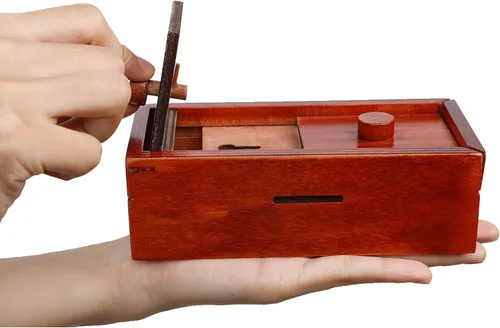 Vista 4 de ATDAWN Caja de Regalo de Rompecabezas, Caja de Rompecabezas Secreta con Compartimentos Ocultos, Caja Portadora de Dinero y Tarjetas de Regalo