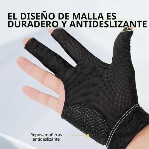 Vista 5 de KONLLEN Breathable Billiards Gloves, Left/Right Hand Negro-izquierda