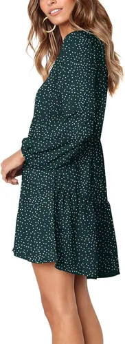 Vista 2 de Amoretu - Vestido tipo túnica de verano para mujer diseño informal holgado recto y acampanado con cuello en V