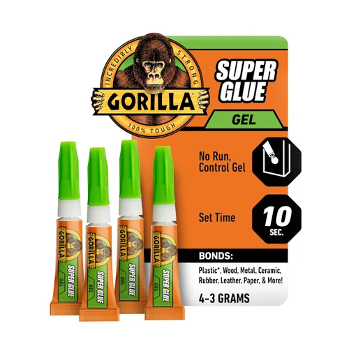 Gorilla Super Glue Gel, pegamento transparente, cuatro tubos de 3 gramos (paquete de 1) – multiusos y de fraguado rápido para proyectos y