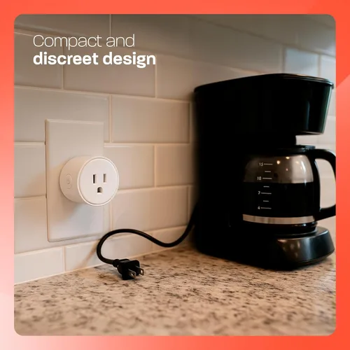 Vista 4 de Enchufe inteligente, compatible con Alexa y Google Home, habilitado para WiFi, no requiere concentrador, conexión de 2.4 GHz, blanco, paquete de 2
