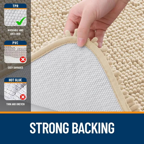 Vista 6 de OLANLY Alfombras de Inodoro en Forma de U 20x20, Extra Suaves Absorbentes de Chenille Contorno Alfombras de Baño para Inodoro, Se Secan Rápidamente