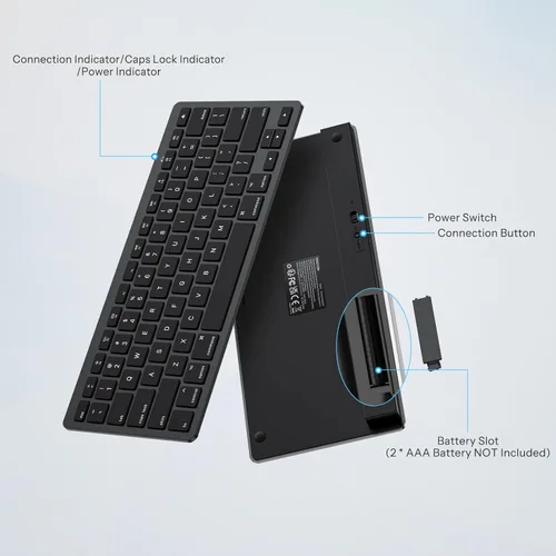Vista 4 de OMOTON Teclado Bluetooth compatible con Mac, teclado inalámbrico compacto compatible con MacBook Pro/Air, iMac, Mac mini/Pro Laptop y PC, negro