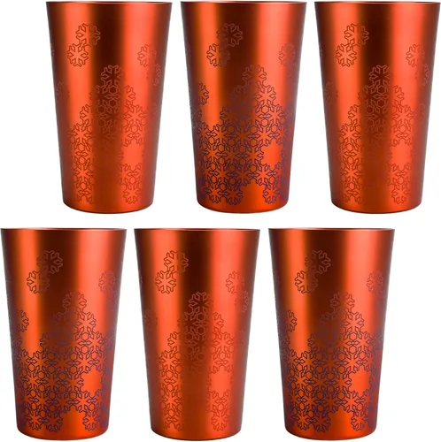 Vista 8 de Arora Vasos de aluminio para bebidas, vaso dorado de metal que cambia de color, taza de aluminio de 20 onzas, juego de 6