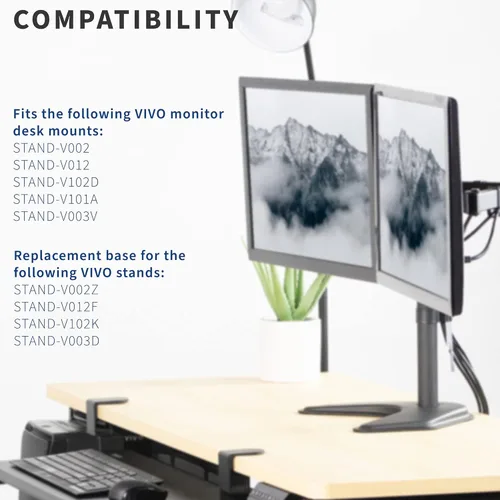Vista 3 de VIVO Base independiente resistente para soporte de escritorio de monitor, plataforma de 13 x 11 pulgadas, base de repuesto acolchada antideslizante