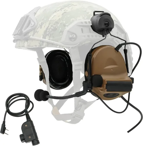 Vista 8 de COMTA 2 - Auriculares tácticos tipo casco con U94 PTT de 2 pines, auriculares con cancelación de ruido, para tiro de caza de airsoft