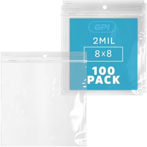 Vista 6 de GPI - 2 x 2 pulgadas - Paquete de 100 bolsas de plástico transparente con cierre de cremallera de 2 mil de grosor, agujero para colgar, bolsas