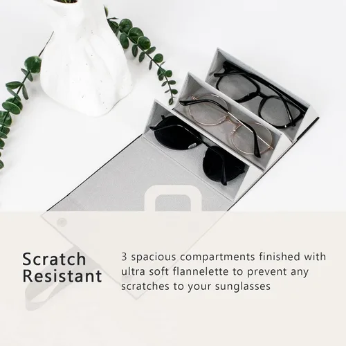 Vista 4 de 2 Pcs Travel Sunglasses Organizer 35 Slots,Sunglass Case Multiple Pairs Eyeglass Storage Organizer for Women