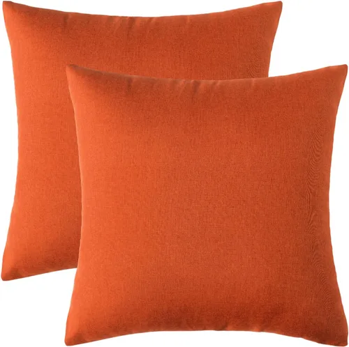 Vista 6 de Woaboy - Juego de 2 fundas impermeables de cojines para exteriores, fundas decorativas de cojines, sólidos, de lino de algodón de granja para sillas