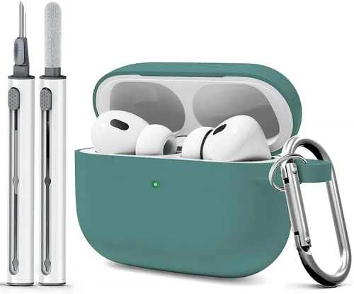 Vista 9 de Funda para AirPods Pro con kit de limpieza, funda de silicona suave para Apple AirPod Pro de 1ª/2ª generación, accesorios de funda AirPods Pro/Pro 2