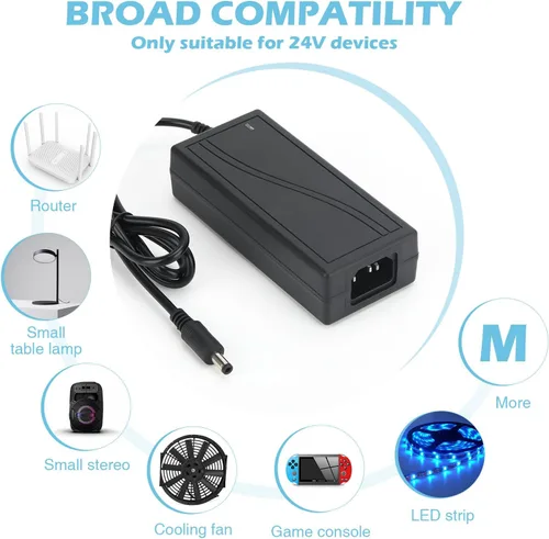 Vista 6 de Fuente de alimentación de 24 V 6 A, adaptador de 144 W, 100-240 V CA a 24 voltios 6 amperios DC fuente de alimentación con conector de terminal LED