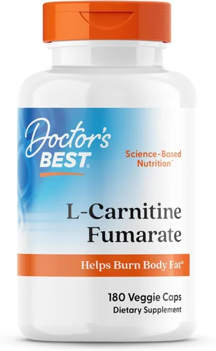 Doctor's Best Suplemento de fumarato de carnitina L para hombres y mujeres, fumarato de L-carnitina con cápsulas de carnitinas Biosint, ayuda a