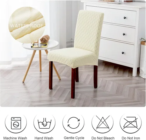 Vista 7 de Genina Juego de 4 fundas 100 % impermeables para sillas de comedor grandes, fundas protectoras elásticas para sillas Parson para el hogar
