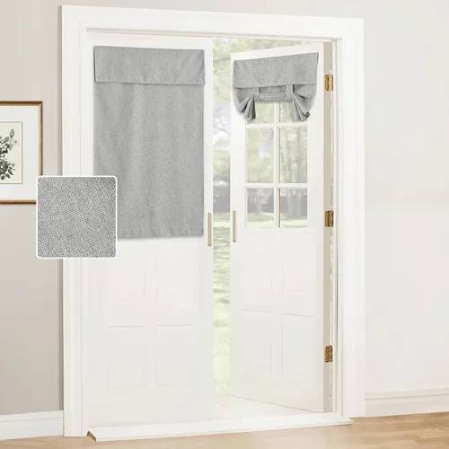 Vista 52 de RYB HOME Persianas de puerta francesa con mezcla de lino, autoadhesivas, privacidad para oscurecer la habitación, cortinas de ventana de puerta