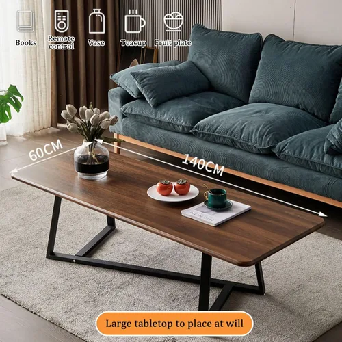 Vista 3 de YVYKFZD Wood Coffee Table, Rectangle Center Table with Metal Frame, Industrial Tea Table for Living Room, Cocktail Table End Table, Easy