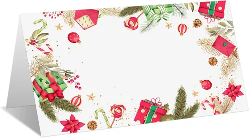 Vista 9 de Tarjetas editables con nombre – Paquete de 25 tarjetas de acompañante para fiesta de Navidad, boda o cena, fácil de plegar