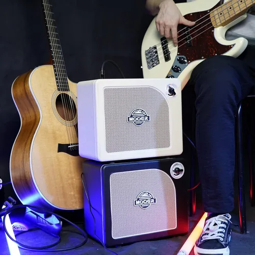 Vista 5 de MOOER Combo de amplificador de guitarra de 15 W, amplificador de práctica con 9 modelos de amplificador digital, altavoz de 6.5 pulgadas, Bluetooth