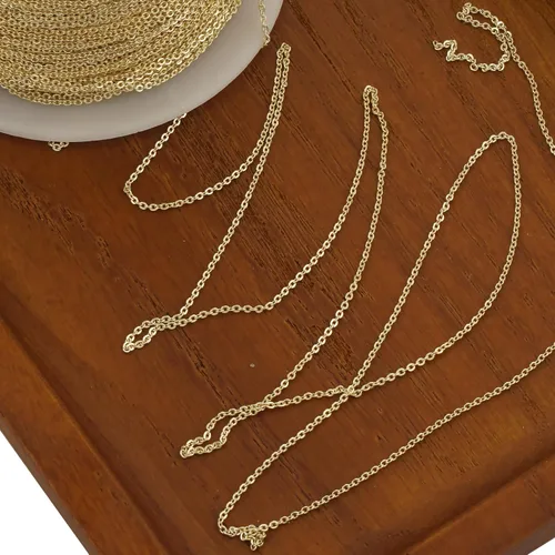 Vista 4 de Cadena de cable rellena de oro de 14 quilates de 6 pies para fabricación de joyas personalizadas, cadena de cable a granel sin terminar (0.039 in)