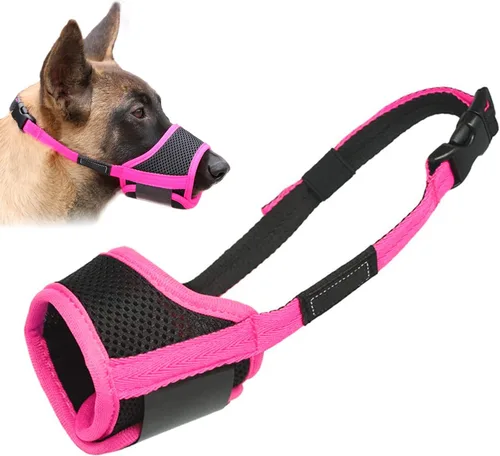 Vista 17 de LUCKYPAW Bozal para perro, bozales suaves para perros pequeños, medianos y grandes, cubierta de boca transpirable para dejar de morder y masticar