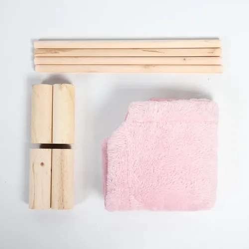 Vista 6 de Patas Lague Hamaca para gatos y perros, cama elevada para perros pequeños, de franela, forro polar de madera, para gatos, mascotas, conejos, camas