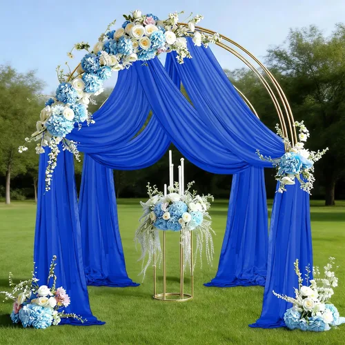 Vista 14 de AMZLOKAE Cortinas de arco de boda negras, 2 paneles de tela de gasa roja de 18 pies, arco de boda, 6 yardas, ceremonia de boda, recepción