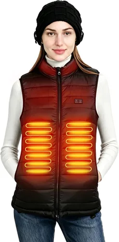 Loowoko Chaleco Calentado para Mujer con Paquete de Batería Incluido, Chaqueta Calentada Recargable con Calentamiento Eléctrico para Invierno