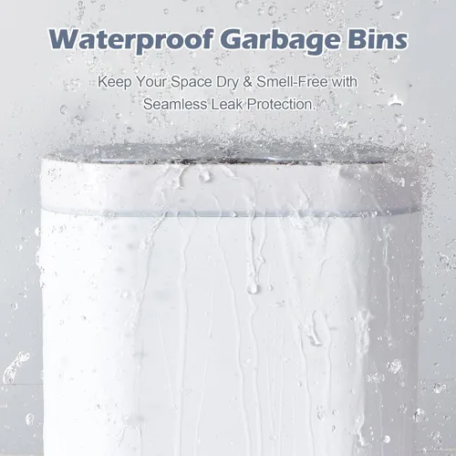 Vista 3 de ELPHECO Paquete de 2 cubos de basura con sensor de movimiento de baño de 2.5 galones + 2 galones de basura automático para decoración de baño, cubo