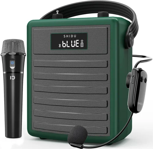 Vista 9 de SHIDU Amplificador de voz de 40 W con micrófono inalámbrico, sistema PA portátil con micrófono y altavoz inalámbricos, micrófono portátil Bluetooth