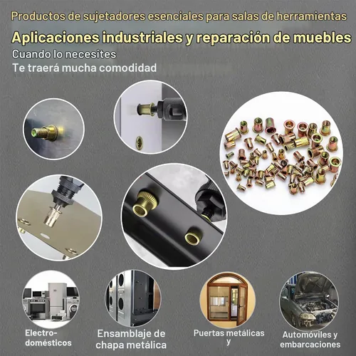 Vista 6 de ASKWAY Kit de tuercas remachables de acero inoxidable, 210 piezas, combinación de tuercas remachadoras de presión de acero inoxidable 304, adecuado