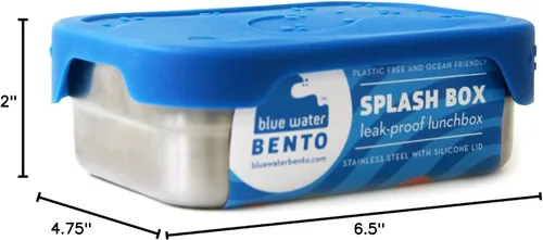 Vista 7 de Blue Water Bento Contenedor de alimentos a prueba de derrames y fugas, Azul, Paquete de 1, Azul