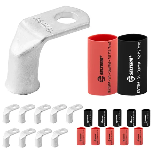 Vista 170 de SELTERM 5 piezas terminales de cable de cobre estañado 1/0 AWG perno de 1/2", extremos de cable de batería, terminales de anillo, conectores