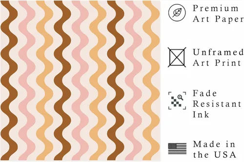Vista 2 de Ethan Taylor Abstract Wall Art Prints Unframed Square Posters 'Retro 70s Hippie Chevron Pattern IV' Retro Home Décor for Living Room, Bedroom