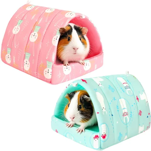 Vista 10 de UPINS Paquete de 2 camas de conejillo de indias de 9.8 pulgadas, escondite lavable de conejillo de indias, accesorios para conejos enanos