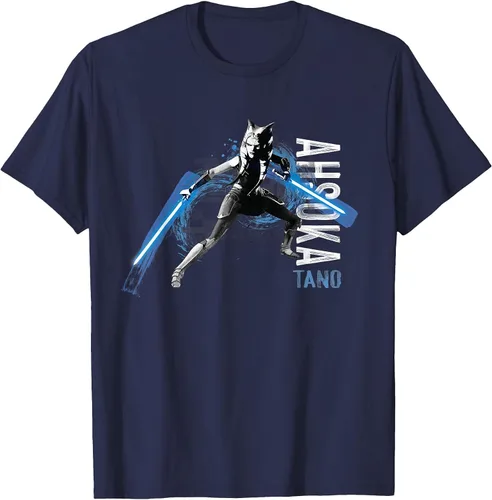Vista 5 de Star Wars The Clone Wars Ahsoka Tano Dual Lightsabers Camiseta Asphalt Grey