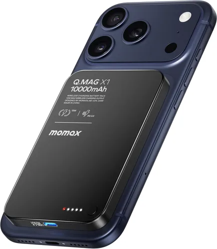 MOMAX Q.MAG Cargador Portátil Inalámbrico 10000mAh, Power Bank Delgado de 0.5" Carga Rápida Paquete de Batería Magnética para iPhone Air/17 Pro