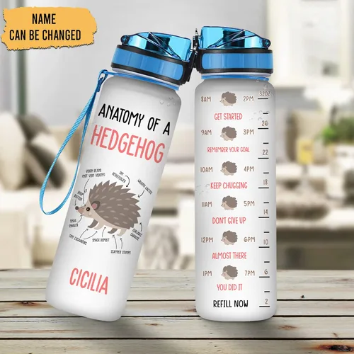 Vista 23 de Hyturtle Botella de agua motivacional personalizada para amantes de los erizos de 32 onzas, 1 litro, fácil de distraer con erizos, botella de agua