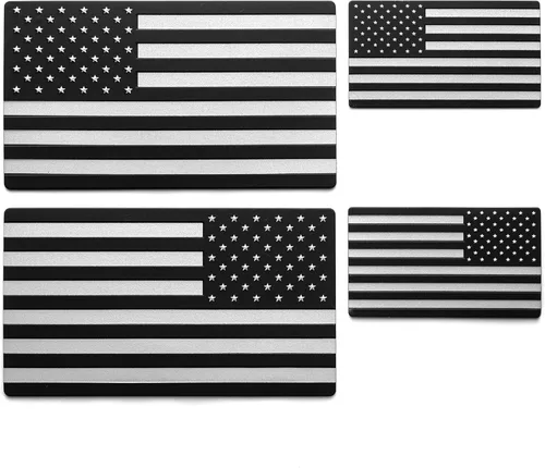 Vista 10 de EyeCatcher Calcomanía de emblema de la bandera de Estados Unidos, color negro, paquete de 2