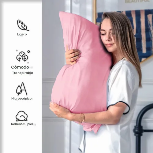 Vista 3 de Suatien Funda de almohada de seda de morera para cabello y piel, tamaño Rosa-1 paquete