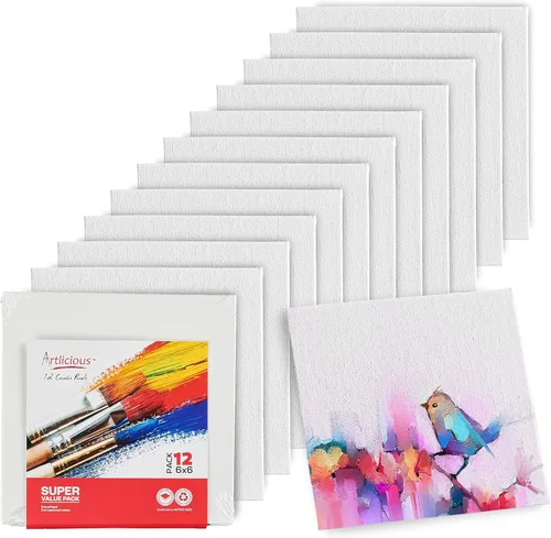 Vista 18 de Artlicious Lienzos para pintar – Paquete de 12,4 x 4 pulgadas de lienzo blanco – Paneles de arte 100% algodón para pintura al aceite, acrílico
