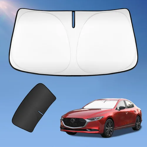 Parasol para Mazda 3 2019-2025 2026, protector solar de 4 capas para Mazda 3 Hatchback/Sedan 250T, revestimiento plateado, visera solar plegable,