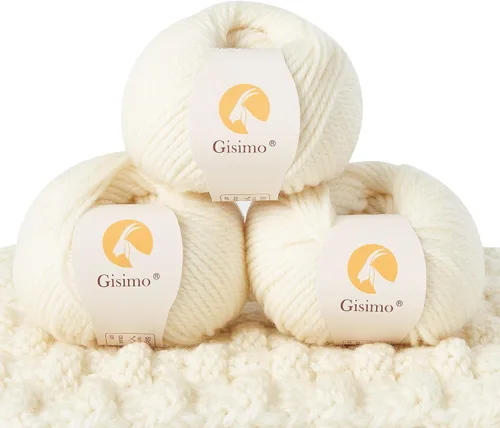 Vista 28 de 100% lana de merino para tejer, 3 capas de lana lujosa y suave para tejer a mano y ganchillo (ámbar, 1 bola)