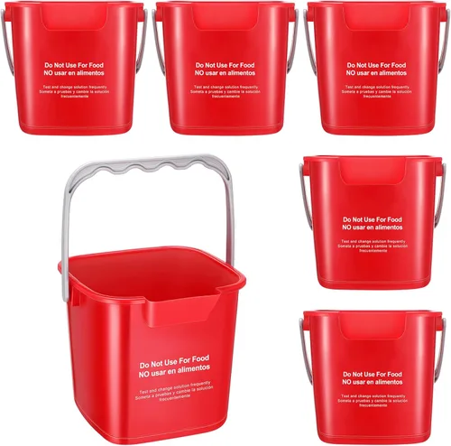Vista 9 de Roshtia 6 cubos de limpieza de 3 cuartos de galón, cubo cuadrado de desinfectante pequeño, cubo de detergente para el hogar, comercial, restaurante