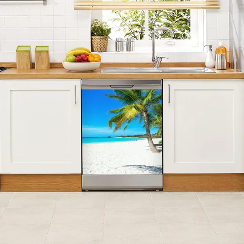 Vista 11 de Cubierta magnética para lavavajillas, Paradise Beach on a Tropical Island, calcomanías magnéticas para refrigerador, cubierta decorativa