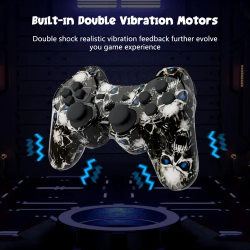 Vista 3 de Controller for PS-3 Wireless, Gaming Remote Joystick for Play 3 with Charger Cable Cord (Red Star, Black Ghost)