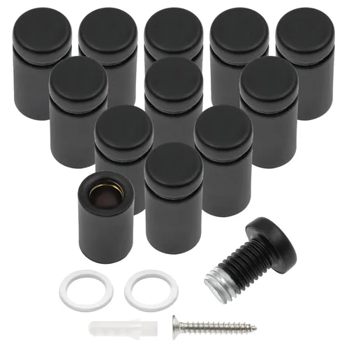 Vista 32 de Luomorgo 12 piezas tornillos separadores de acero inoxidable de 1" x 1", herrajes de montaje para letreros de pared, separadores de vidrio